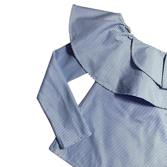 Mare Mare Gemma One Shoulder Blue & White Striped Blouse US M - Picture 2 of 8